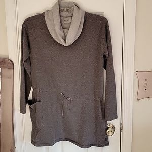 Gray Cowl Neck Sweater with Pocket